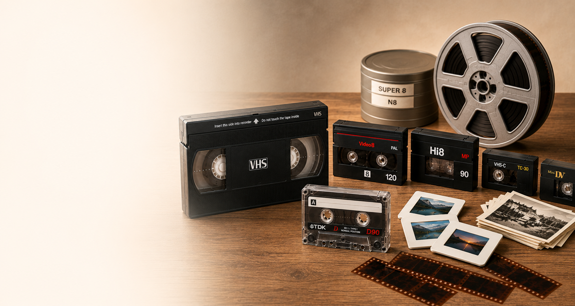 FOTO W in Emden - wir digitalisieren Ihre Videokassetten VHS, Hi8, Video8, Digital8, MiniDV, Schmalfilm Super8, Normal8, Fotos und Dias